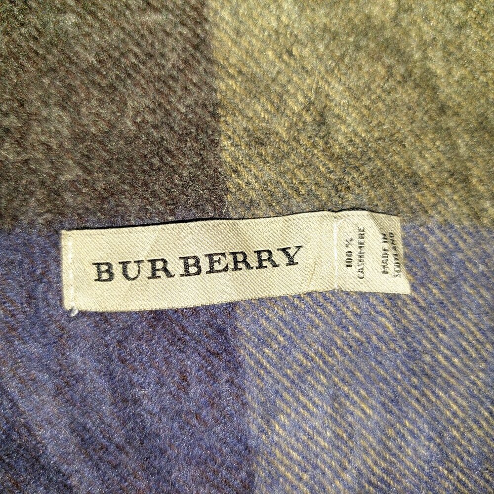Burberry Blueish Purple, Brown, Green Horizontal Cashmere Scarf Scarves - Picture 5 of 5